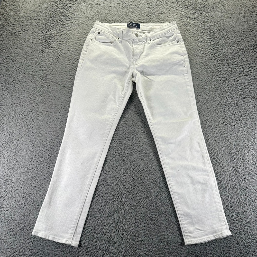 Gap Jeans Women's‎ 28x28 White Cotton Denim Boyfriend Curvy Workwear Stretch